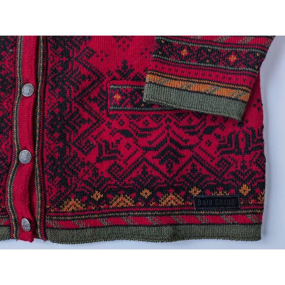 Dale Of Norway Womens 100% Wool Red Black Cardigan Sweater Size M - Picture 3 of 3